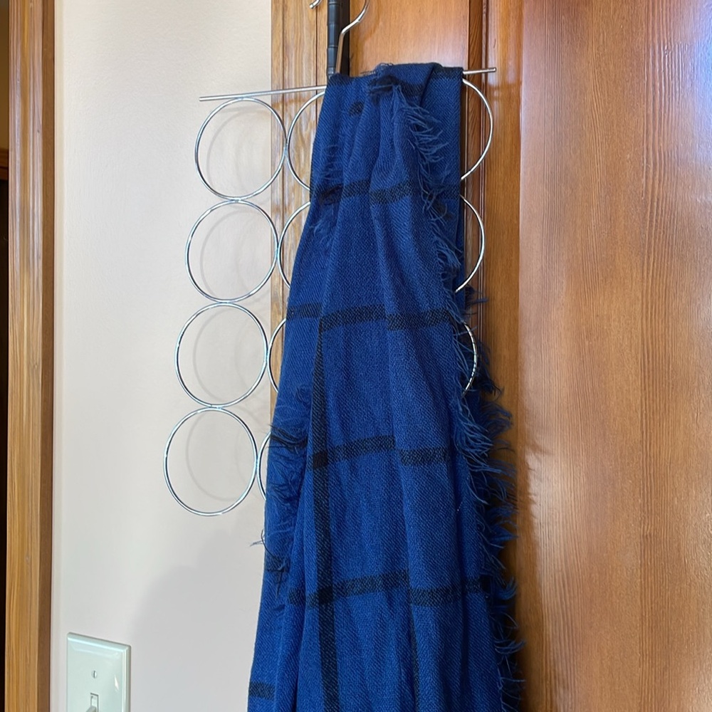 Blue Plaid Ruffle Scarf - Picture 2 of 3